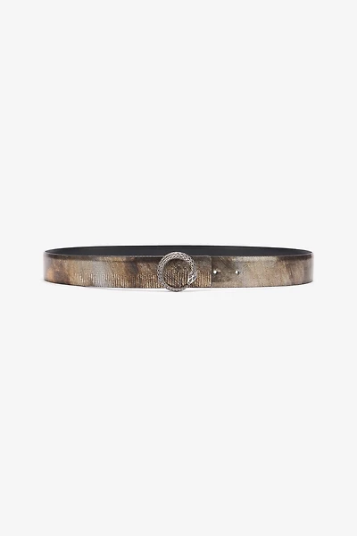 Metallic Belt With Snake Buckle