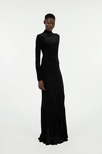 Long Black Dress With Jaguar Skin Pattern
