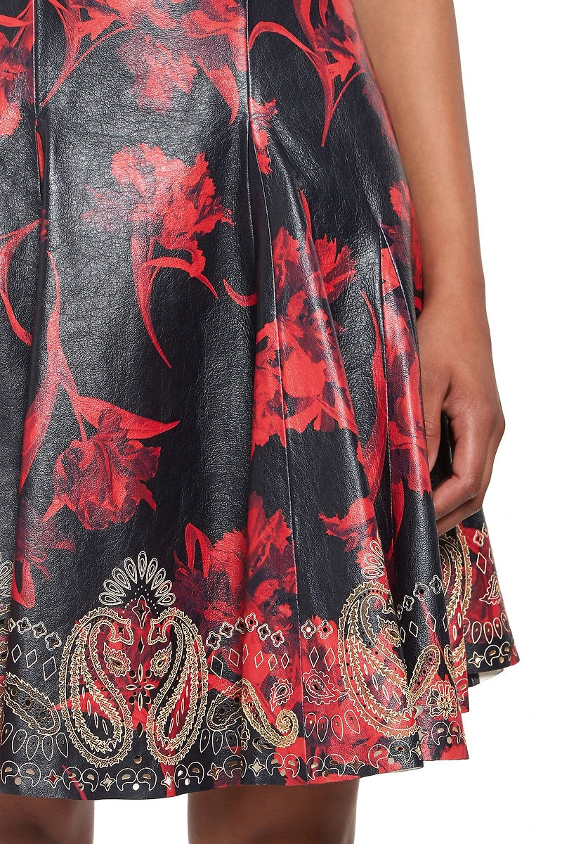 Micro Parrot Tulip print leather dress