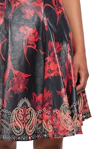 Micro Parrot Tulip print leather dress