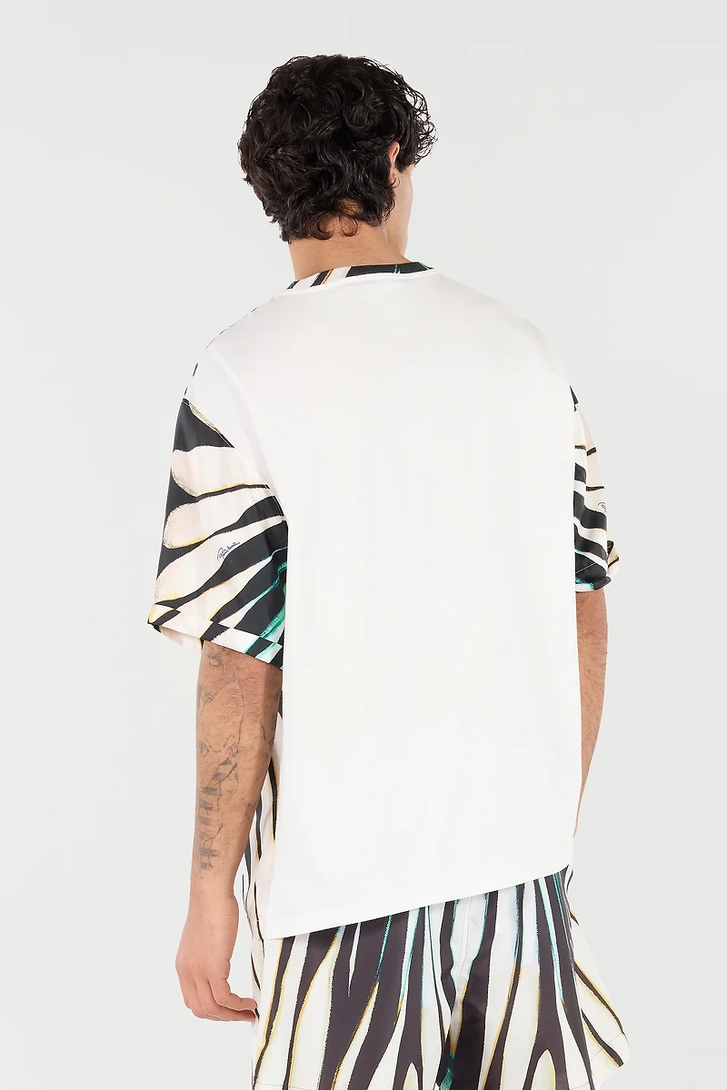 Silk Blend T-Shirt With Ray Of Sea Print