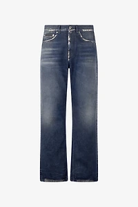 Sandblasted-Effect Jeans With Chain