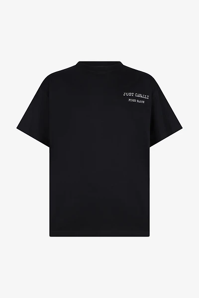 Black T-Shirt With Deer Back Print