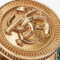 Ring With Monogram Mirror Snake And Crystals