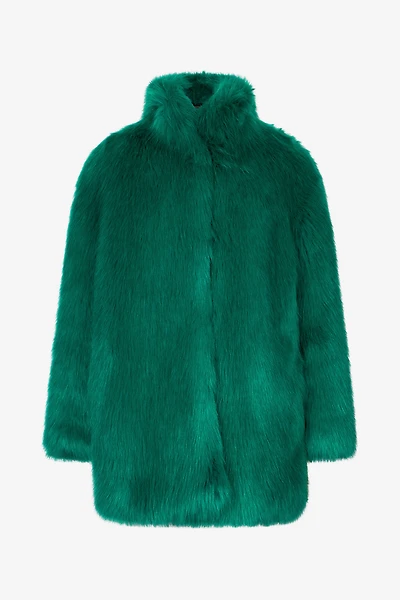 Faux fur coat with high collar