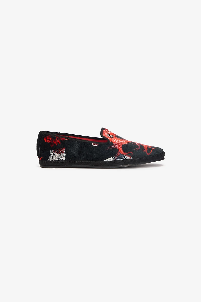 Embroidered Velvet Loafers