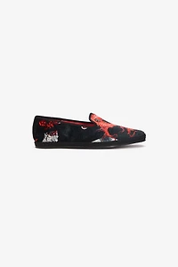 Embroidered Velvet Loafers
