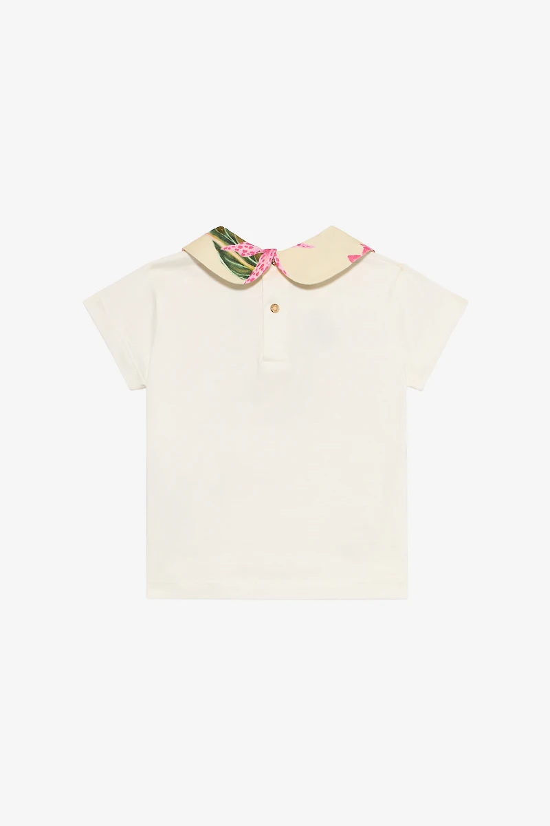 Milk White T-Shirt with RC Monogram and Butterflies