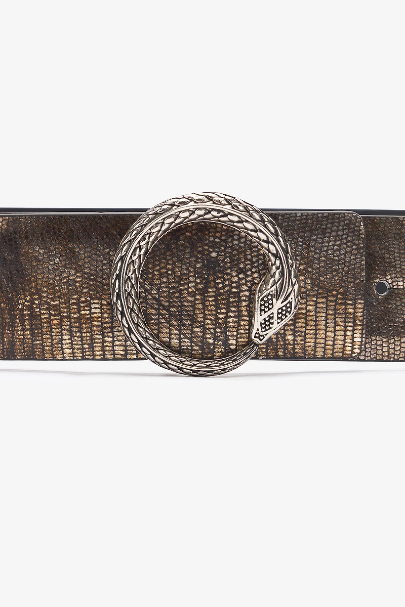 Metallic Belt With Snake Buckle