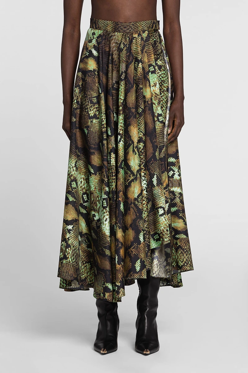 Python-Print Silk Skirt