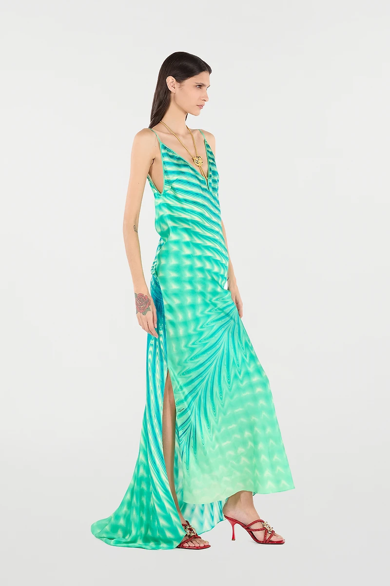 Dress With Psychedelic Print And Necklace