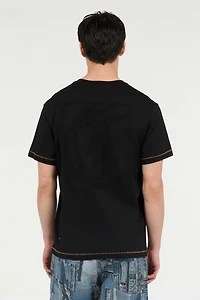 T-Shirt With JC Monogram And Contrasting Topstitching