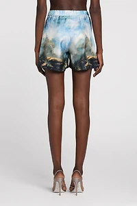 Graphic-print silk shorts