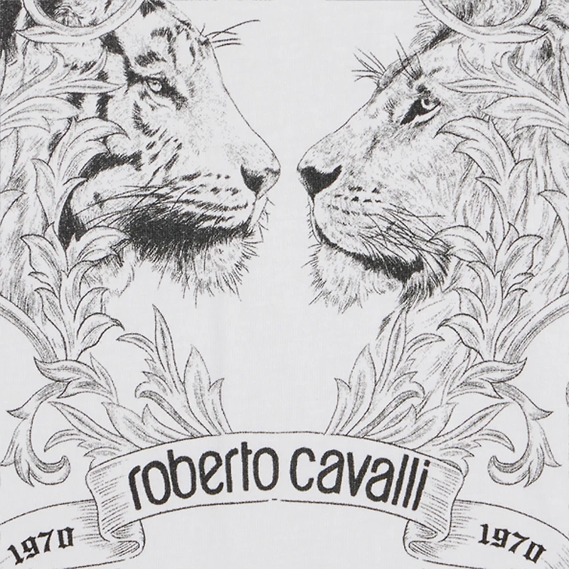 Optical White T-Shirt with Feline Print