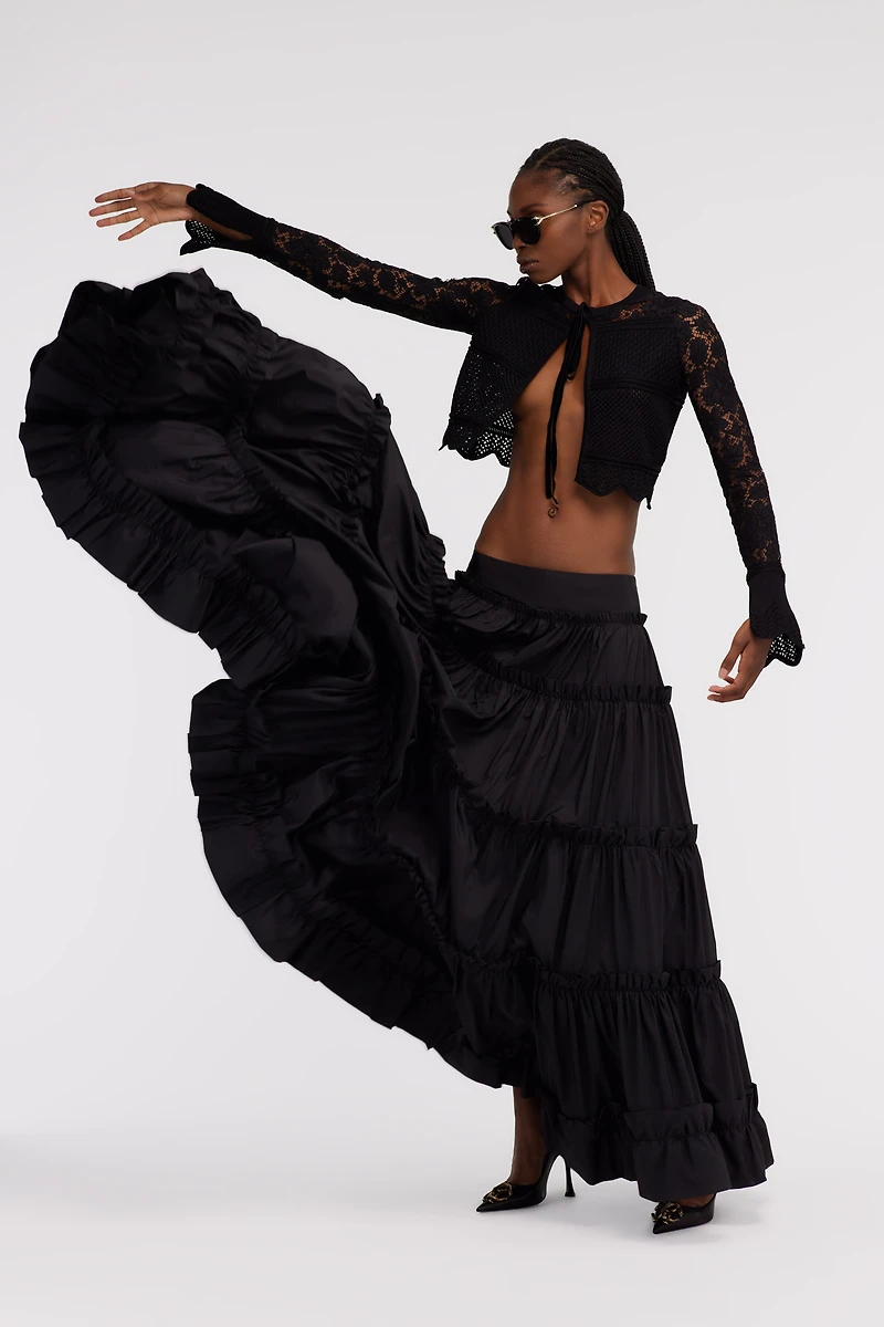 Black Tiered Maxi Skirt
