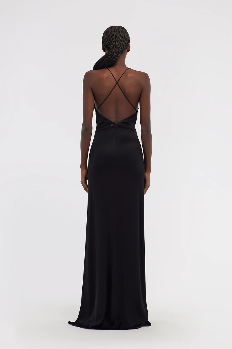 Black Open Back Maxi Dress