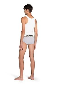 Two-Pack Grey Cotton Briefs With Logo Waistband