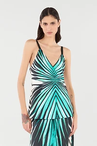 Ray of Sea Print Silk Top