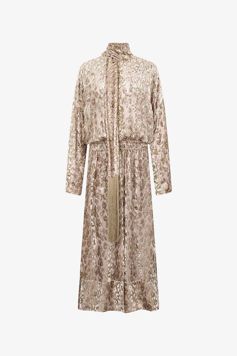 Long Dress With All-Over Dappled Pattern