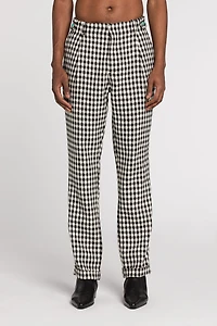 Gingham Straight-Leg Tailored Trousers