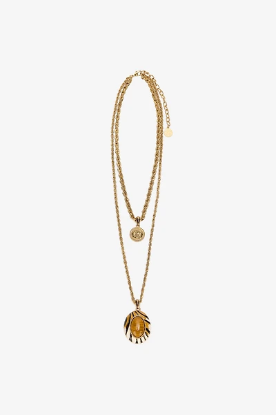 Double Necklace With Ray Of Gold Pendant
