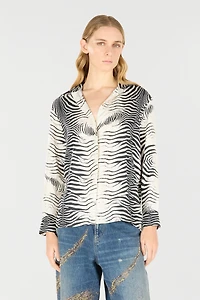 Zebra-Print Silk Shirt