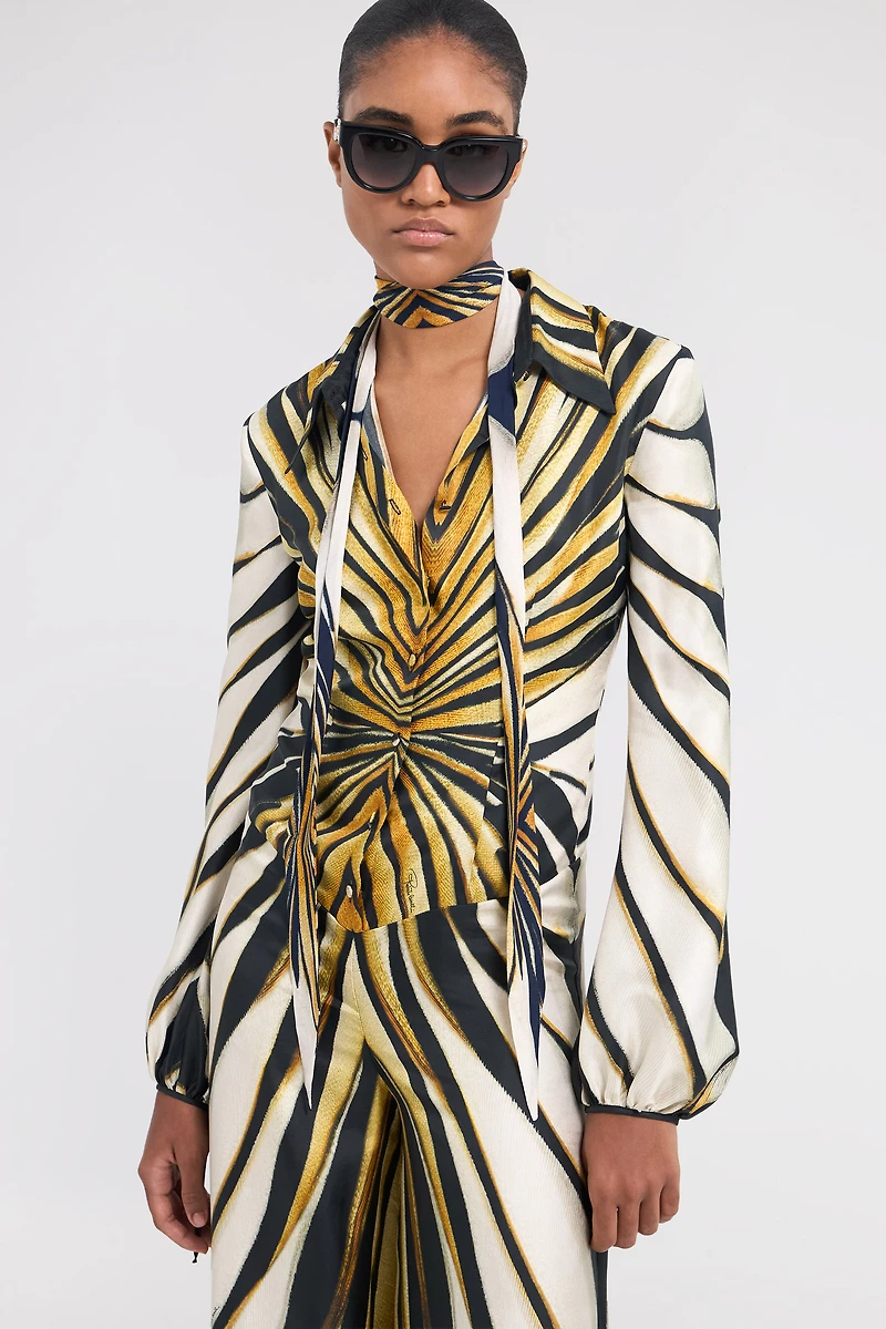Ray Of Gold Print Silk Jumpsuit