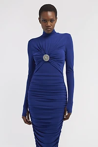 Midi dress with ruffles and stones