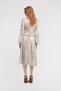 Ice Feathers Print Midi Dress