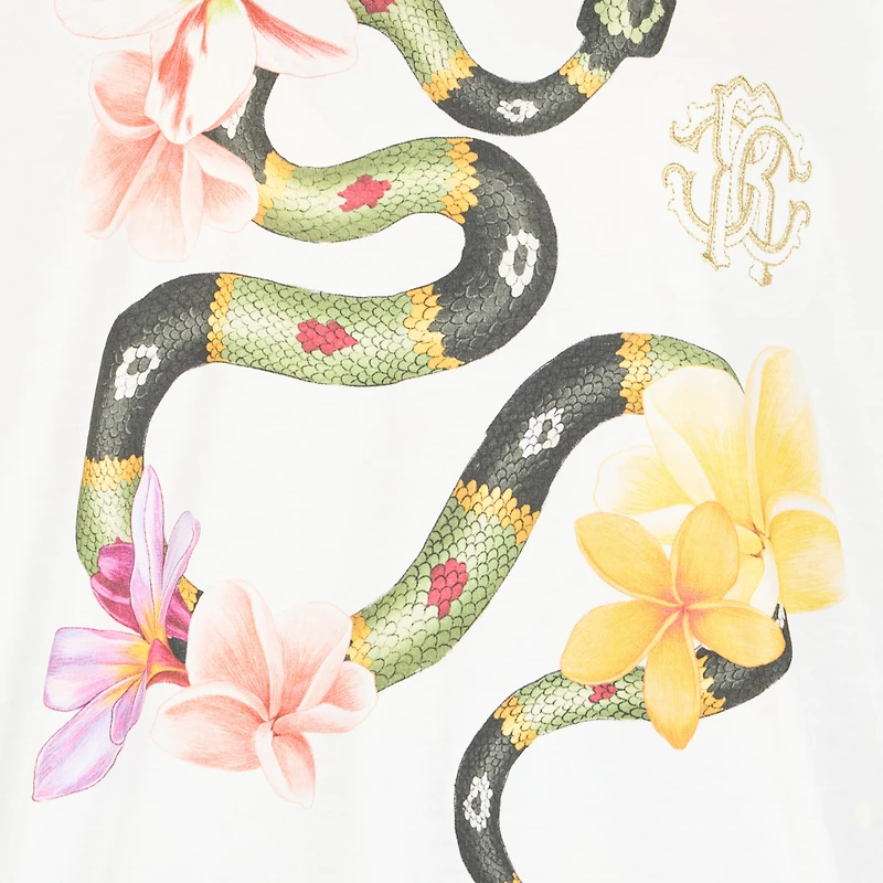 Snake and flower print T-shirt