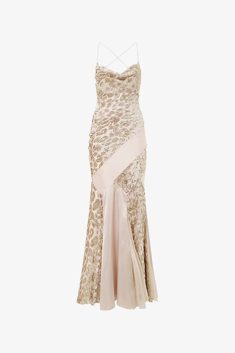 Long Slip Dress With Leopard Print Pattern