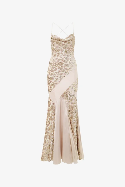 Long Slip Dress With Leopard Print Pattern