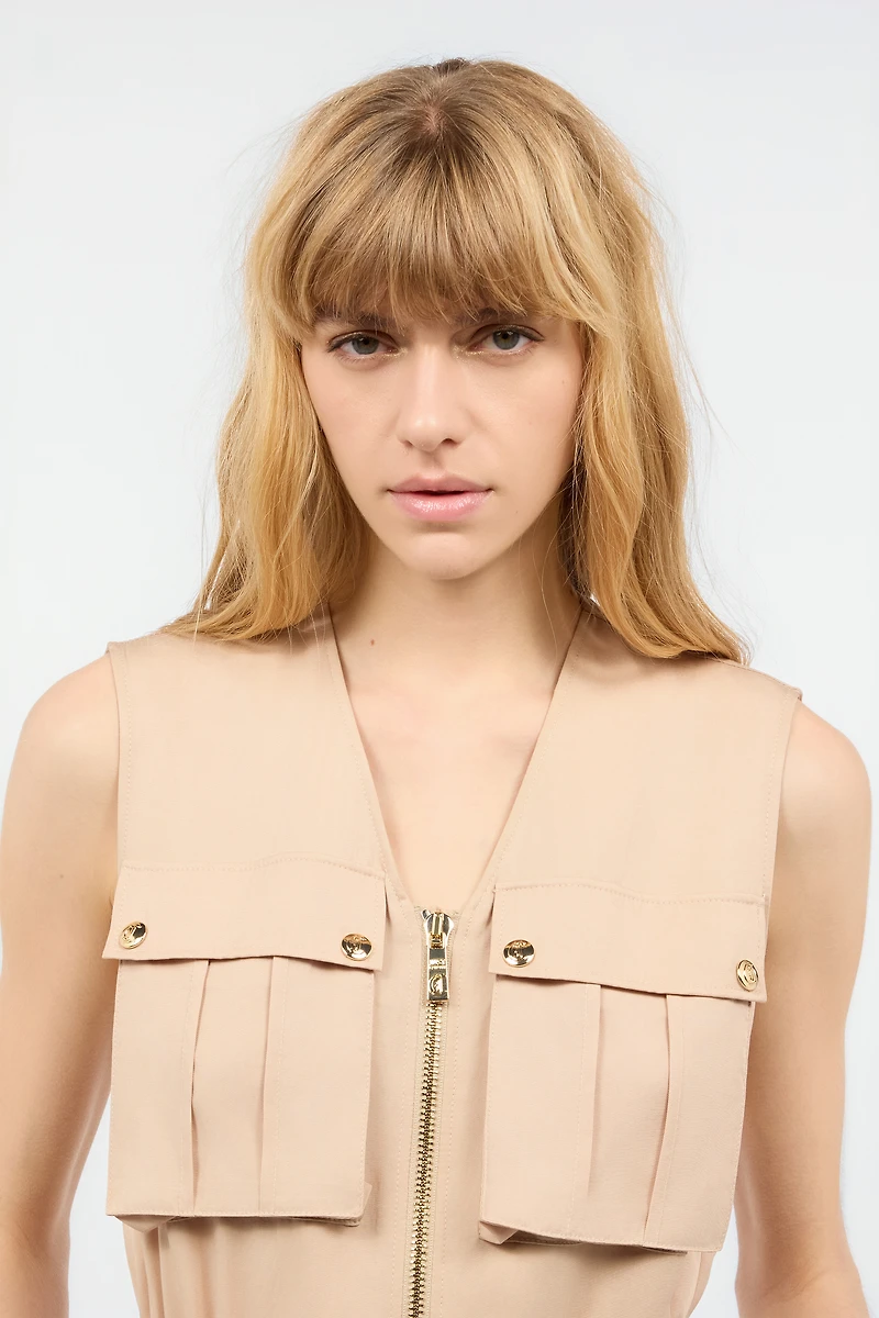 Mini Dress With Utility Pockets