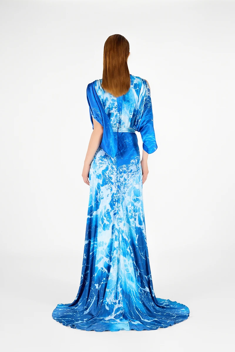 Stretto di Messina Print Long Dress