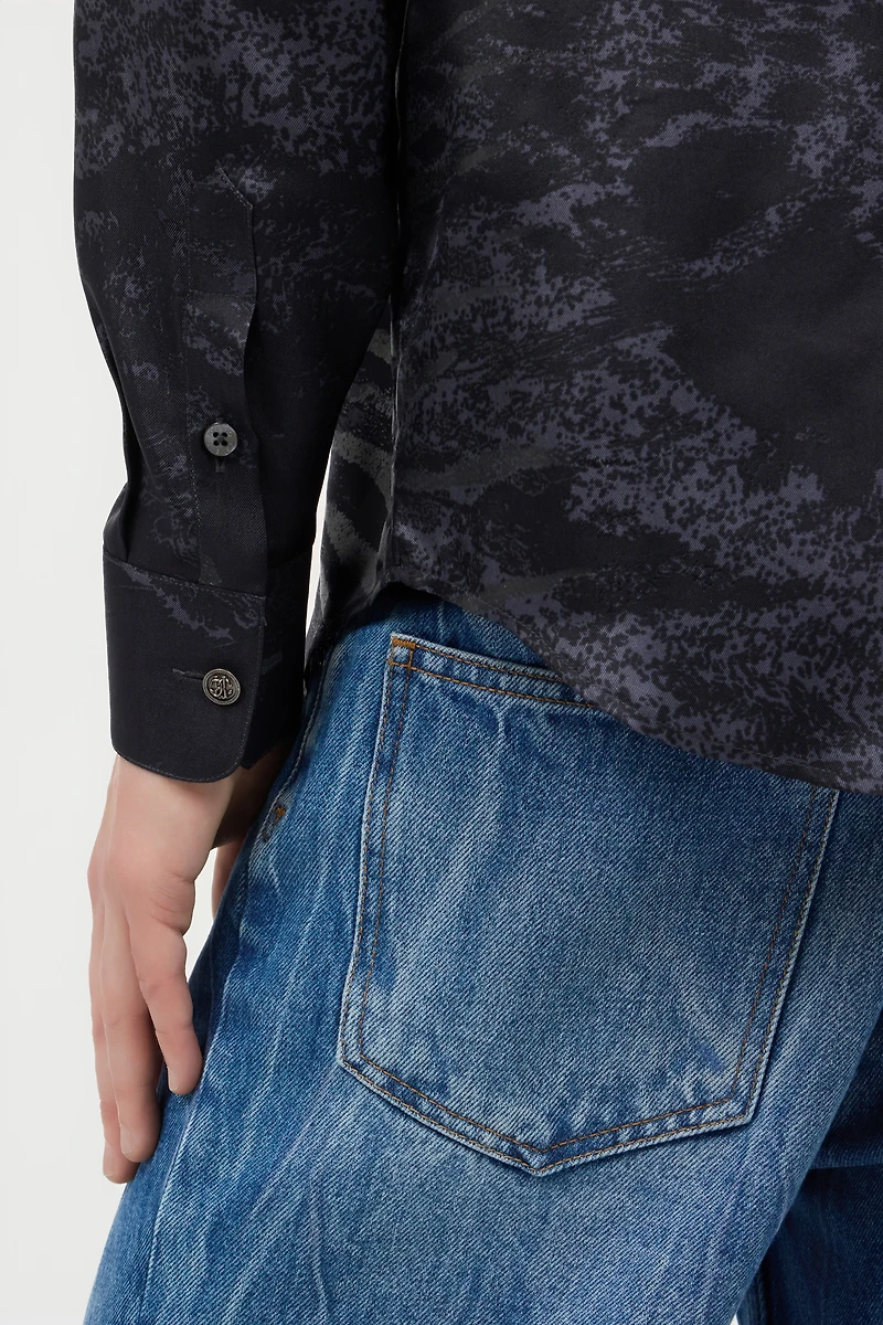 Animal-Print Silk Shirt