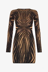 Short knit dress with Ray of Gold print