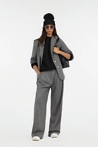 Grey Blazer With Gold Buttons