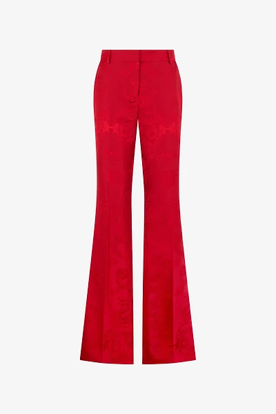 Dark Red Trousers with Dragon Pattern