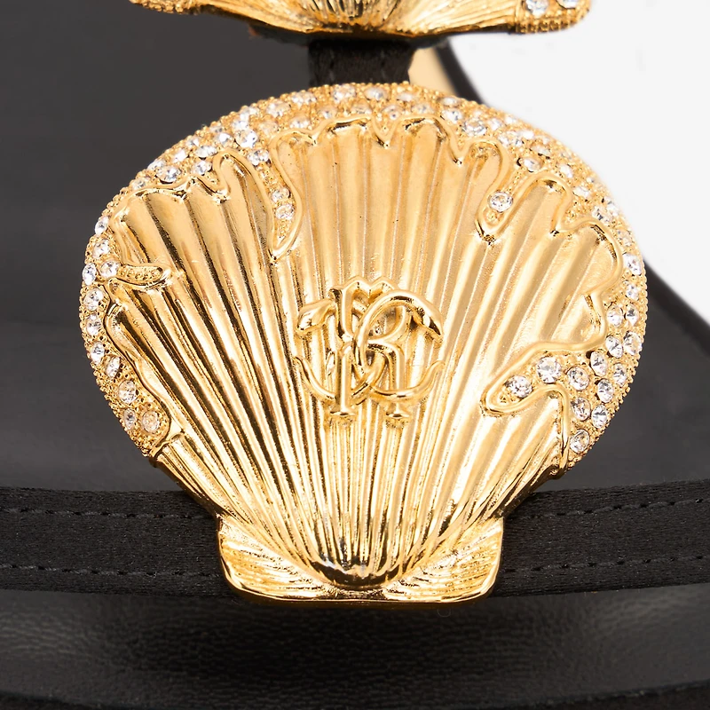 Flat Sandals With Golden Shells