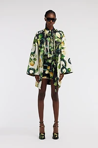 Lemon print belted coat