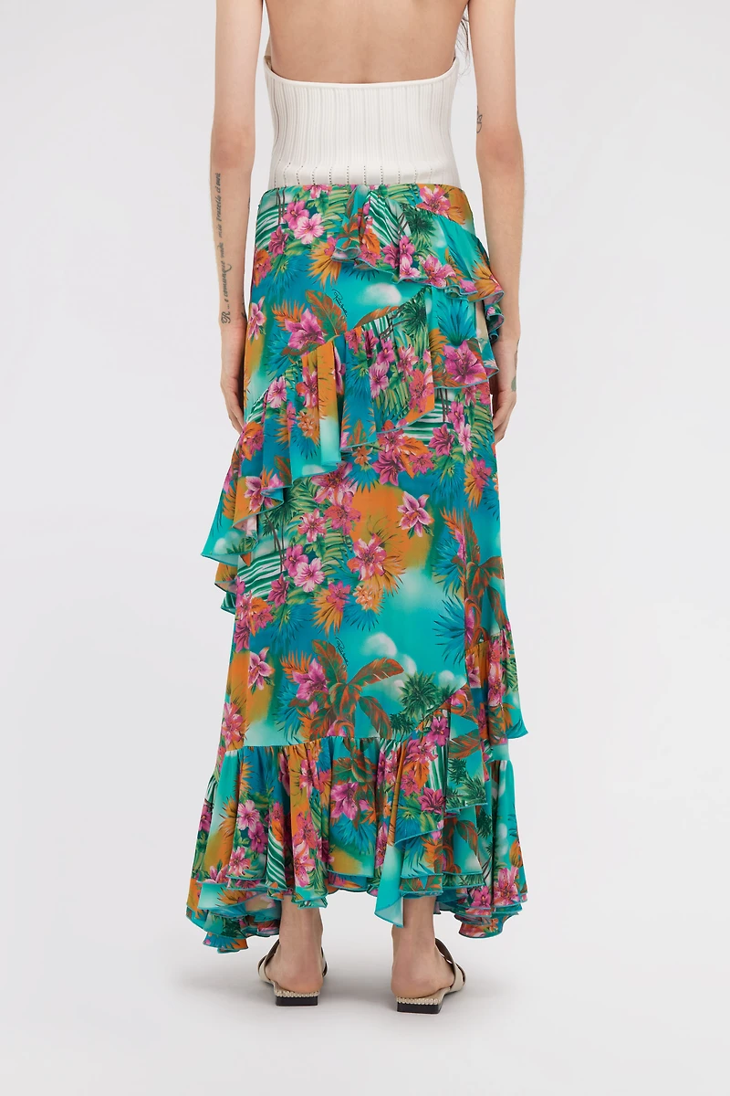 Hawaii Print Long Skirt