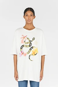 Snake and flower print T-shirt