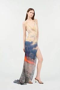 Long Dress With Sunrise Print