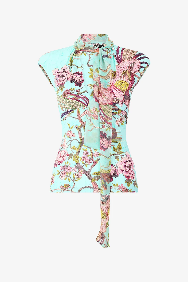 Top With Oriental Bird Print
