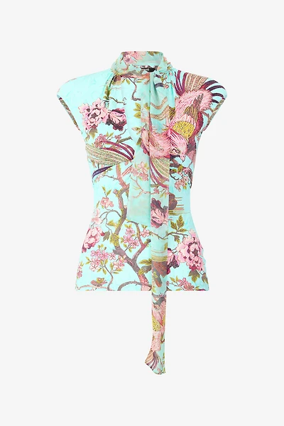 Top With Oriental Bird Print