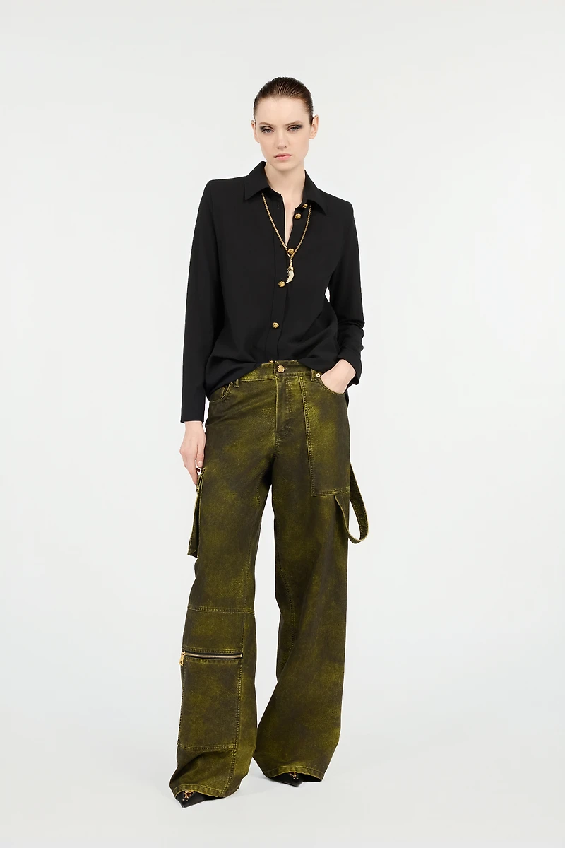 Long Black Wool-Blend Shirt