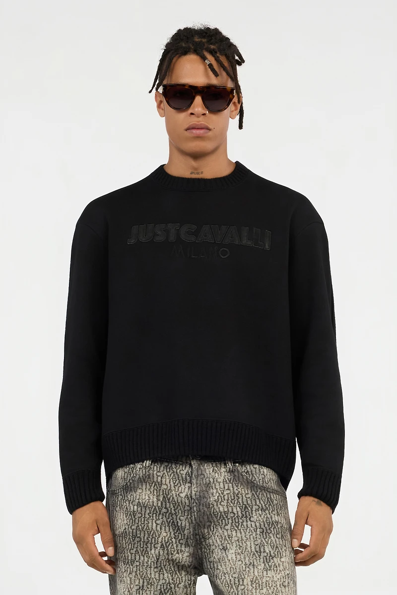 Black Sweater With Embossed Logo