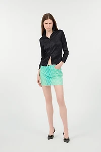 Miniskirt With Optical Glass Print And Micro Studs