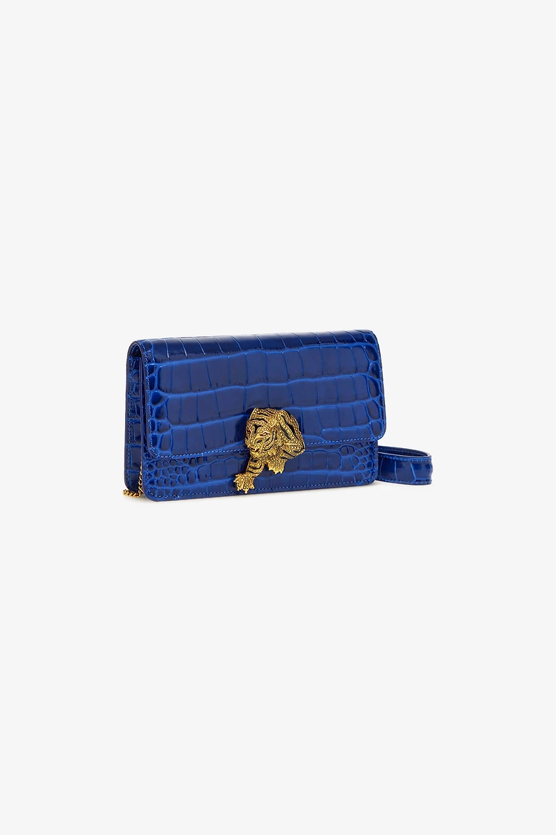 Crocodile-Embossed Shoulder Bag