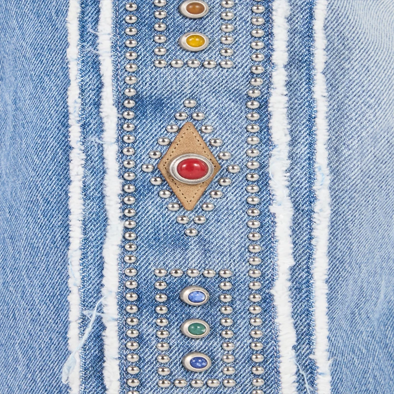 Jeans With Stud And Stone Pattern